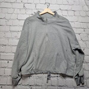 Old Navy Half Zip Oversized Gray Pullover Drawstring Hem Size M